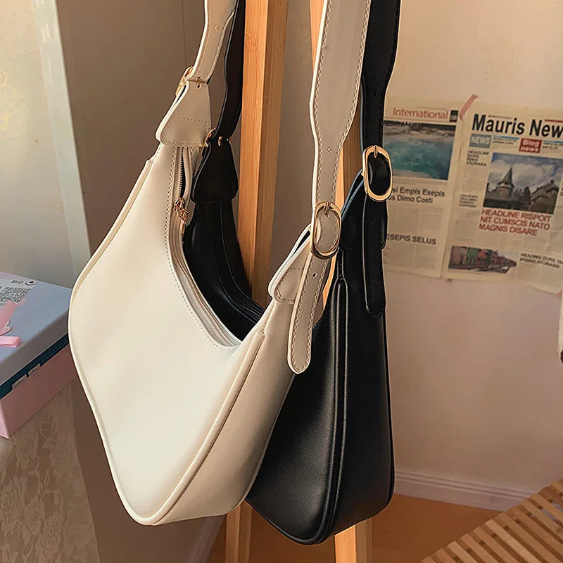 tret, Vintage Half-moon Shoulder Bag For Women Soft Leather ,