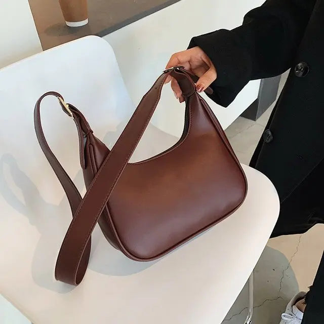 tret, Vintage Half-moon Shoulder Bag For Women Soft Leather ,