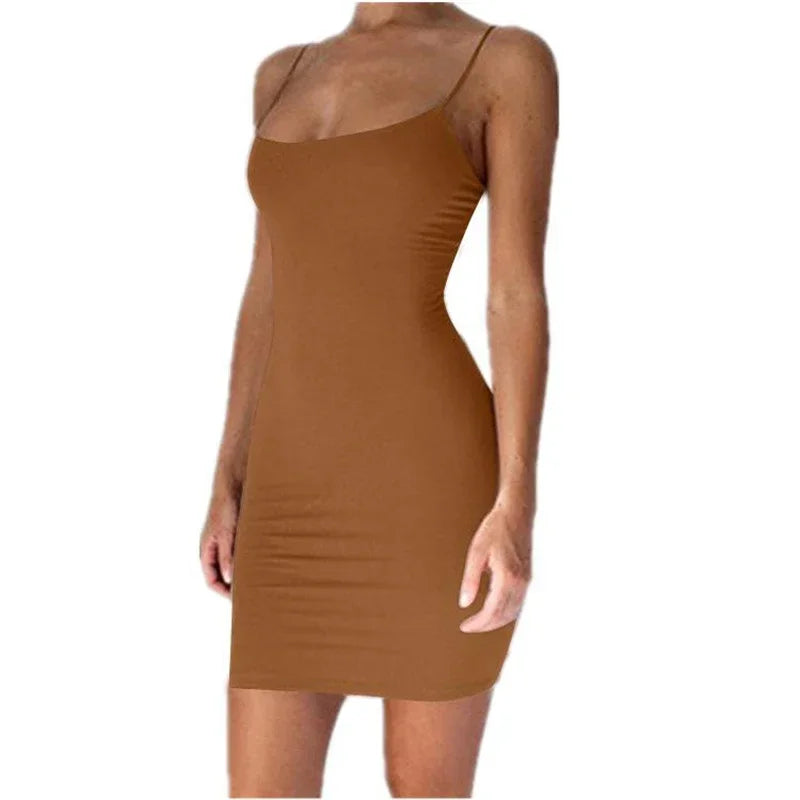 Summer Spaghetti Strap Mini Dress 2025 Women Sexy,