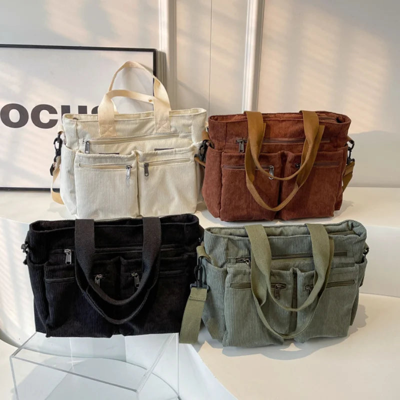 Female Large Capacity Corduroy Tote Bag New Korean Style