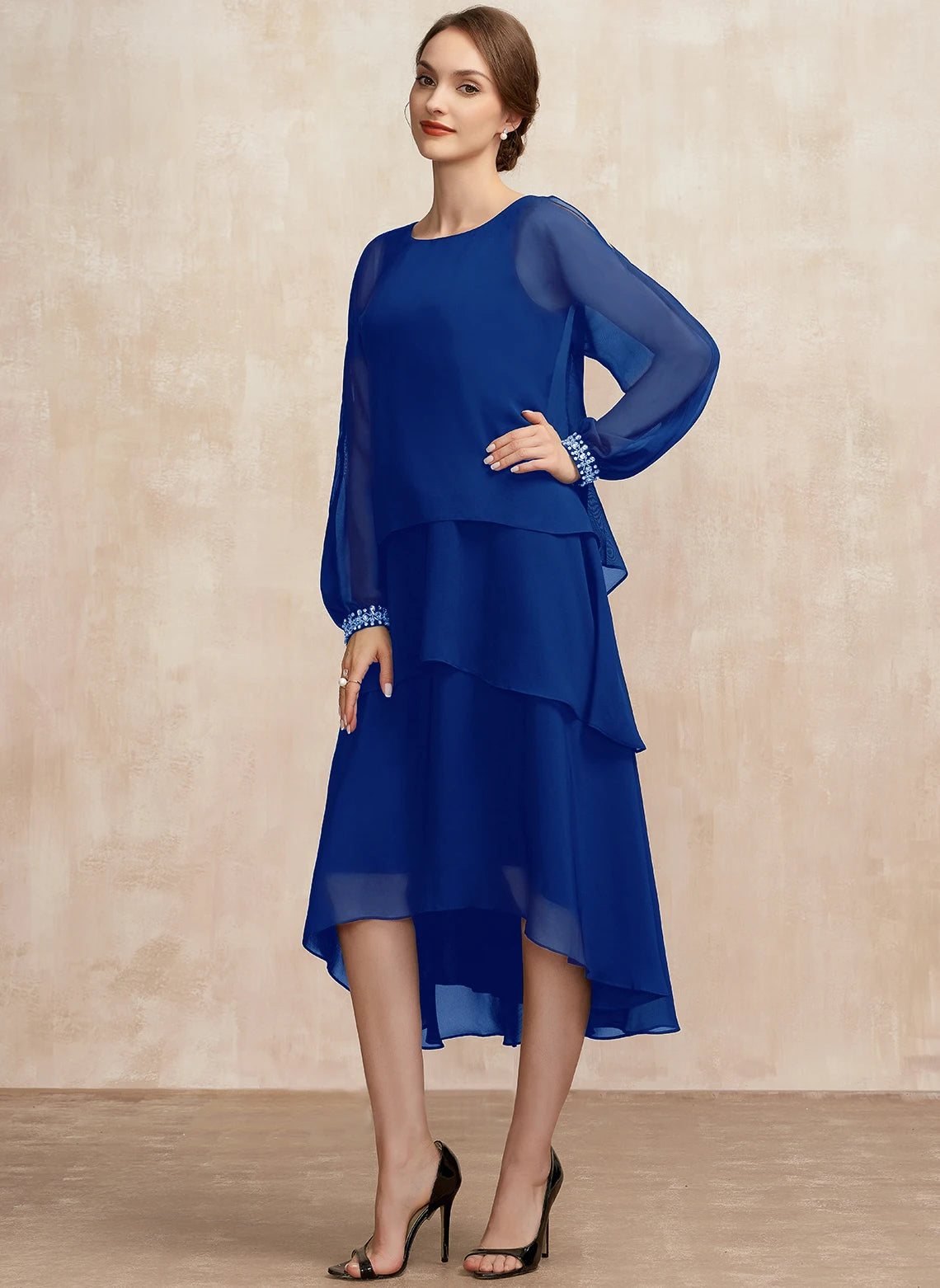 Women Plus Size Chiffon Dress Short Sleeve.