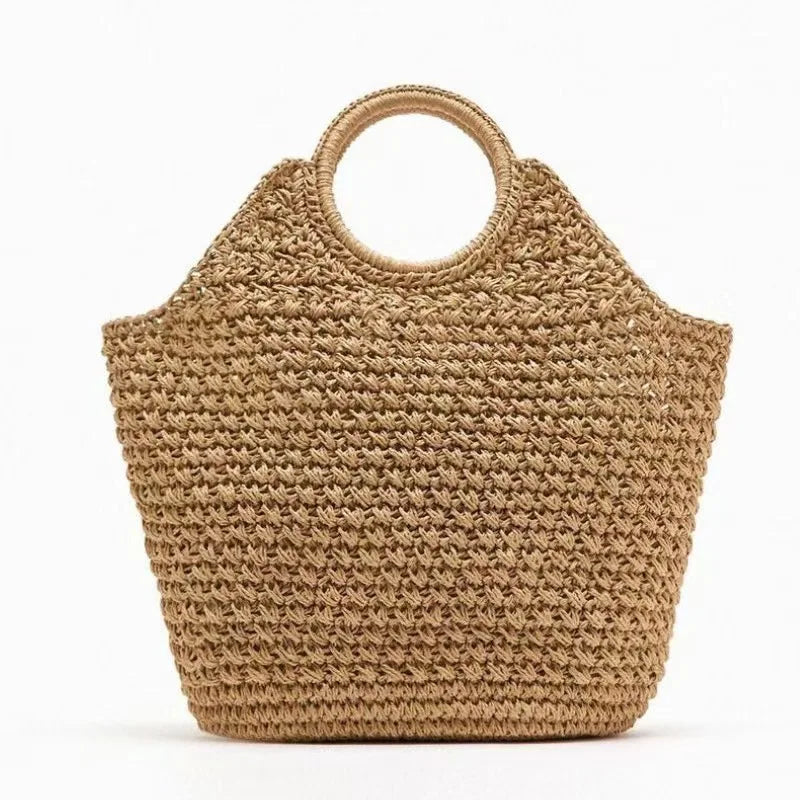Natural Fiber Snap Clutch Bag, Spanish Seaside Women's 2025