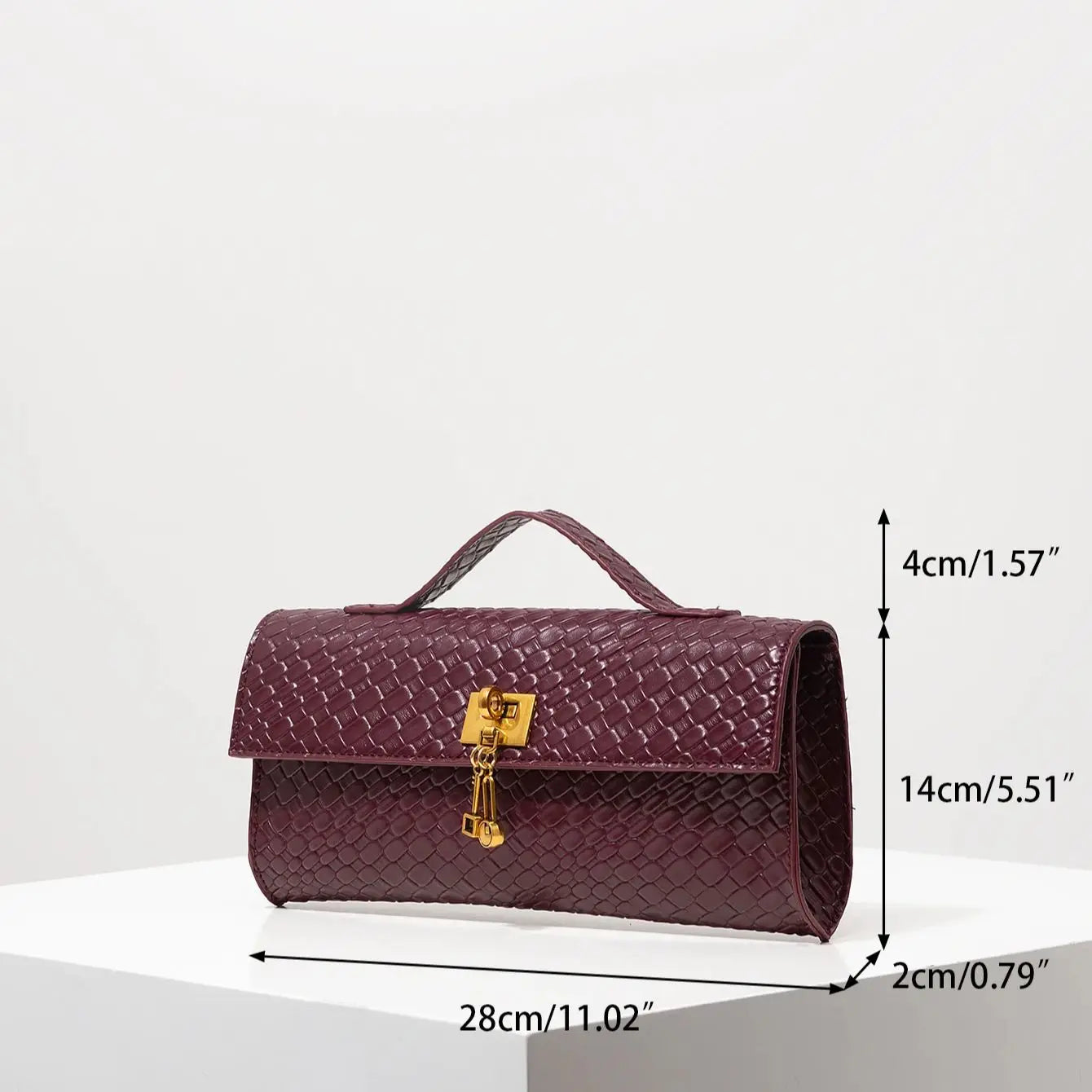 Retro Artificial Leather Woven Baguette, Flip Women's classic,