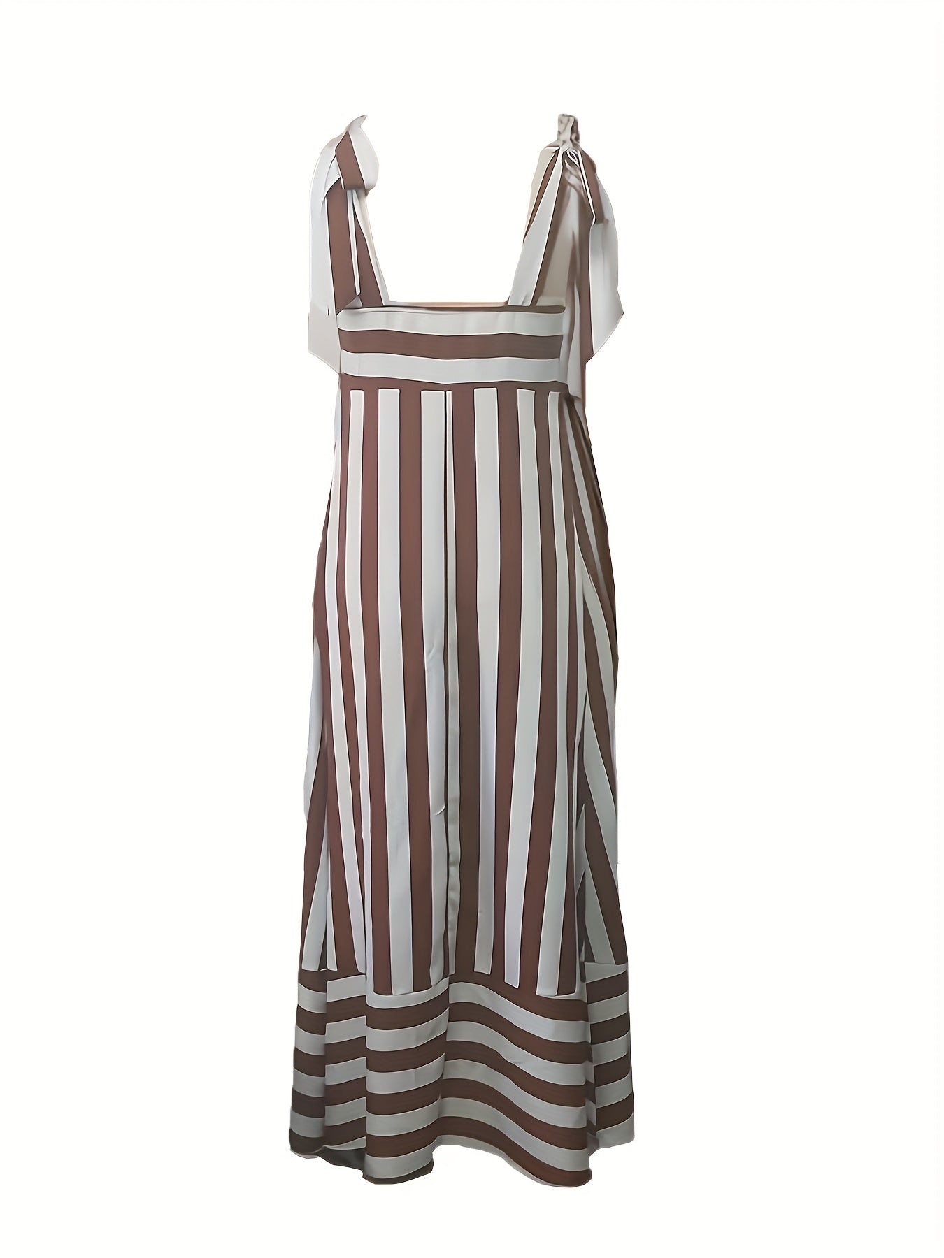 Women'S Stylish Striped Off-Shoulder Beach Dress with Tie-Back