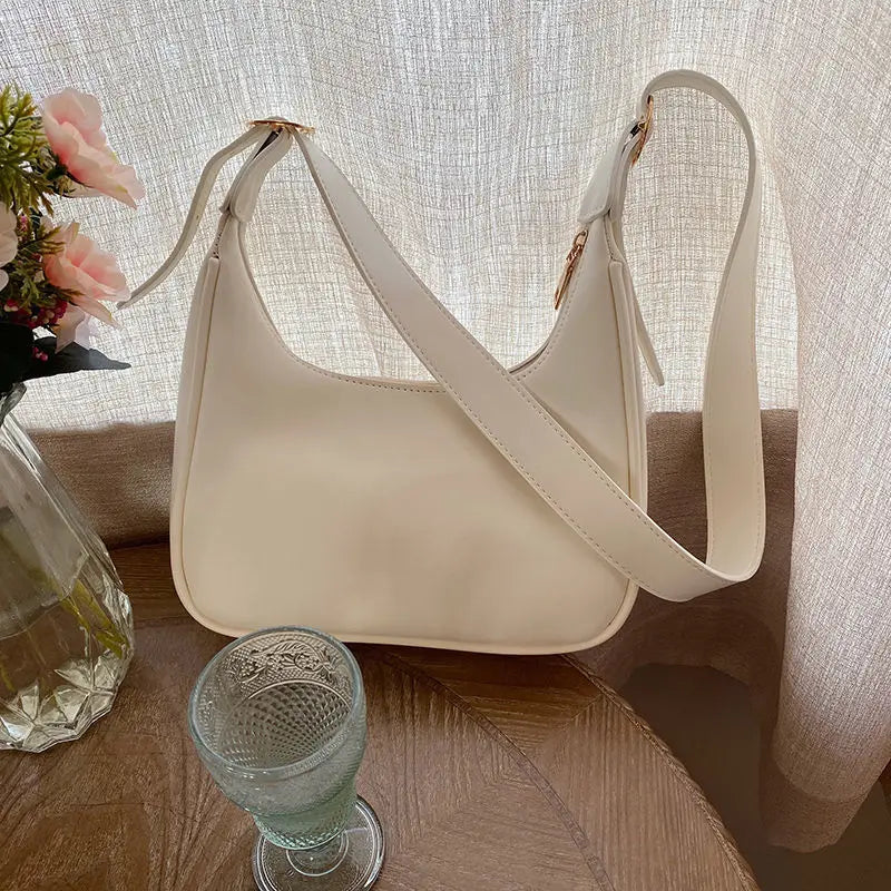 tret, Vintage Half-moon Shoulder Bag For Women Soft Leather ,