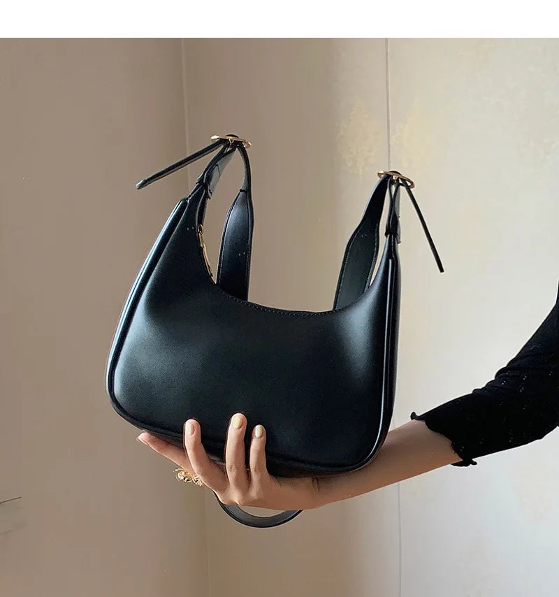 tret, Vintage Half-moon Shoulder Bag For Women Soft Leather ,