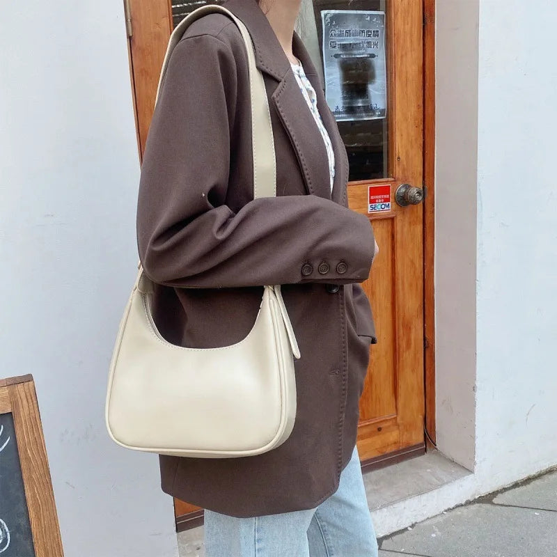 tret, Vintage Half-moon Shoulder Bag For Women Soft Leather ,