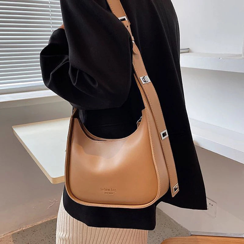 tret, Vintage Half-moon Shoulder Bag For Women Soft Leather ,