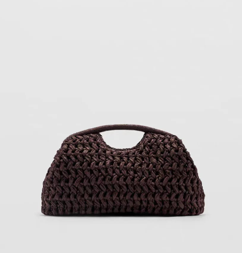 Natural Fiber Snap Clutch Bag, Spanish Seaside Women's 2025