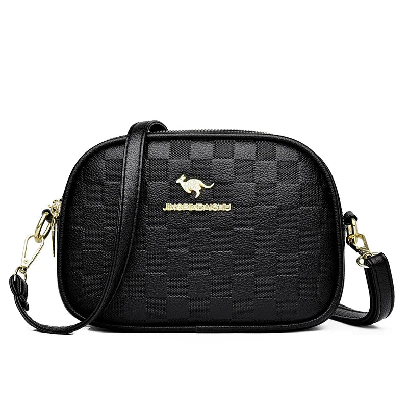 3 Layers Zipper Pockets Quality Crocodile PU Leather Women's .