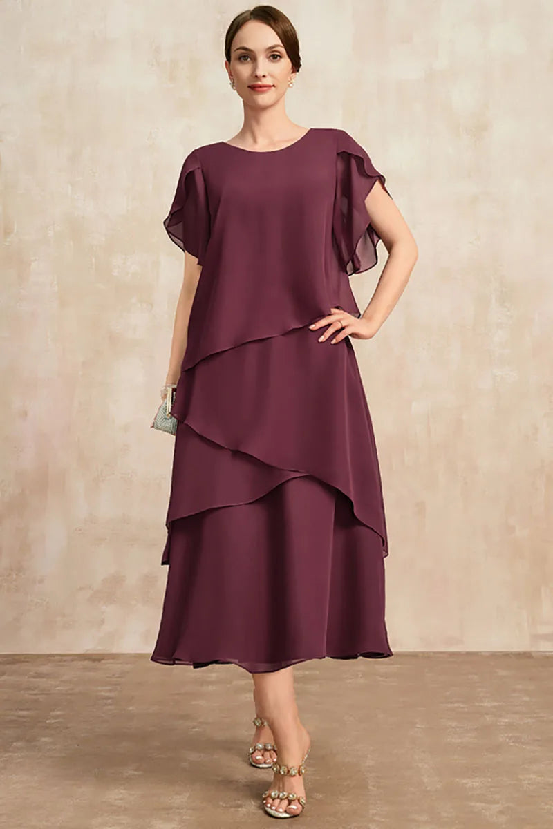 Women Plus Size Chiffon Dress Short Sleeve.