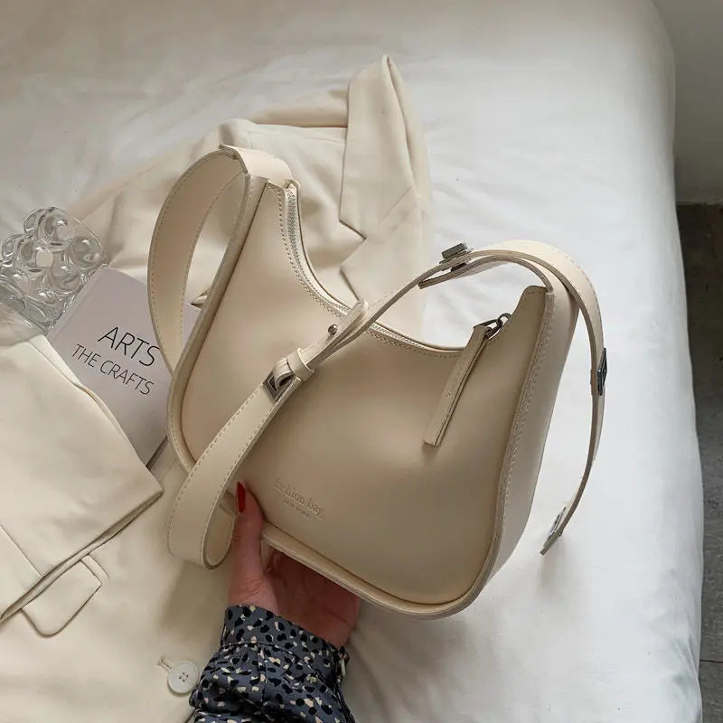 tret, Vintage Half-moon Shoulder Bag For Women Soft Leather ,