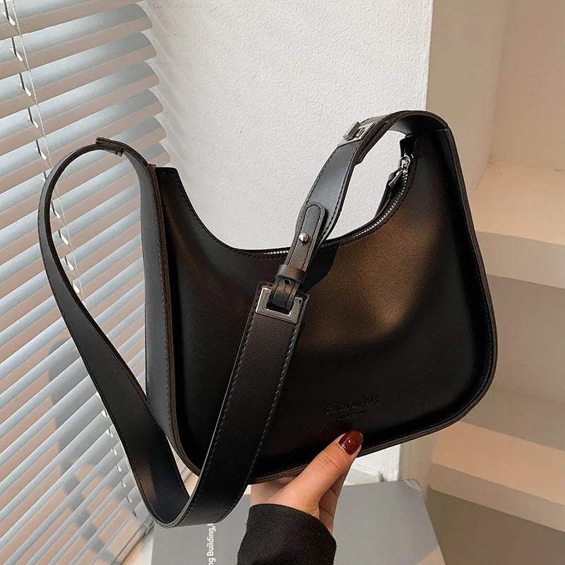 tret, Vintage Half-moon Shoulder Bag For Women Soft Leather ,
