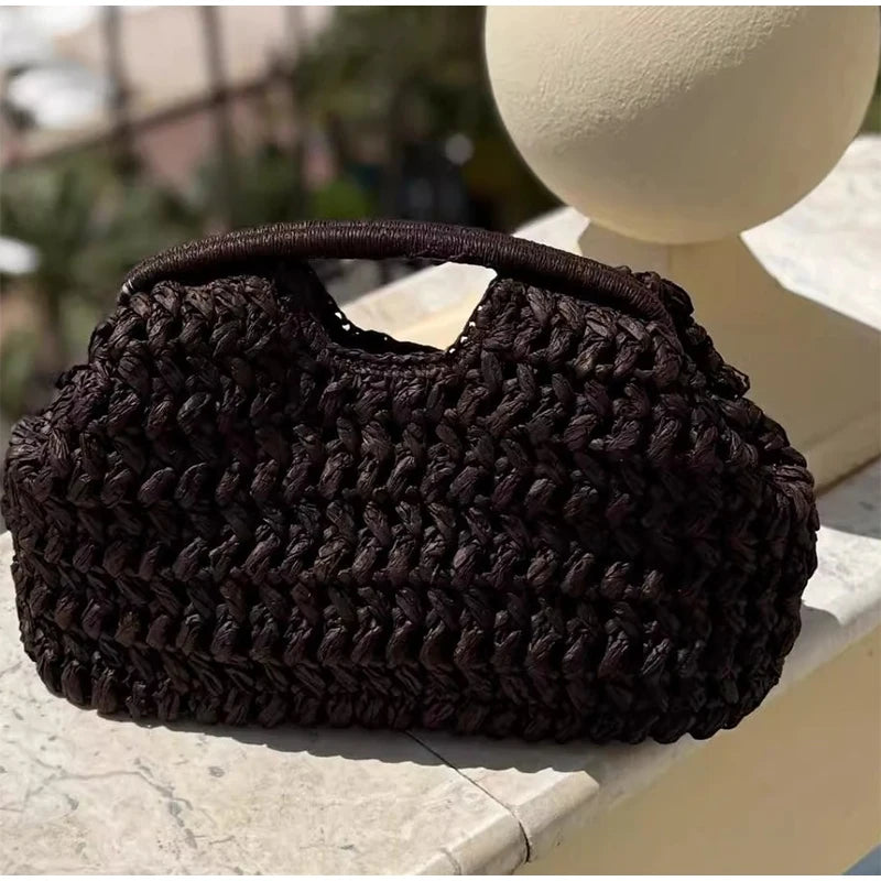 Natural Fiber Snap Clutch Bag, Spanish Seaside Women's 2025