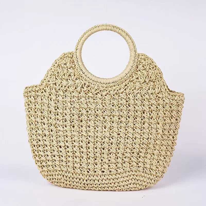 Natural Fiber Snap Clutch Bag, Spanish Seaside Women's 2025