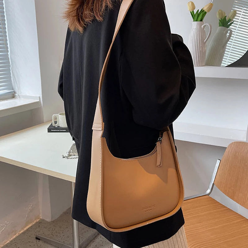 tret, Vintage Half-moon Shoulder Bag For Women Soft Leather ,
