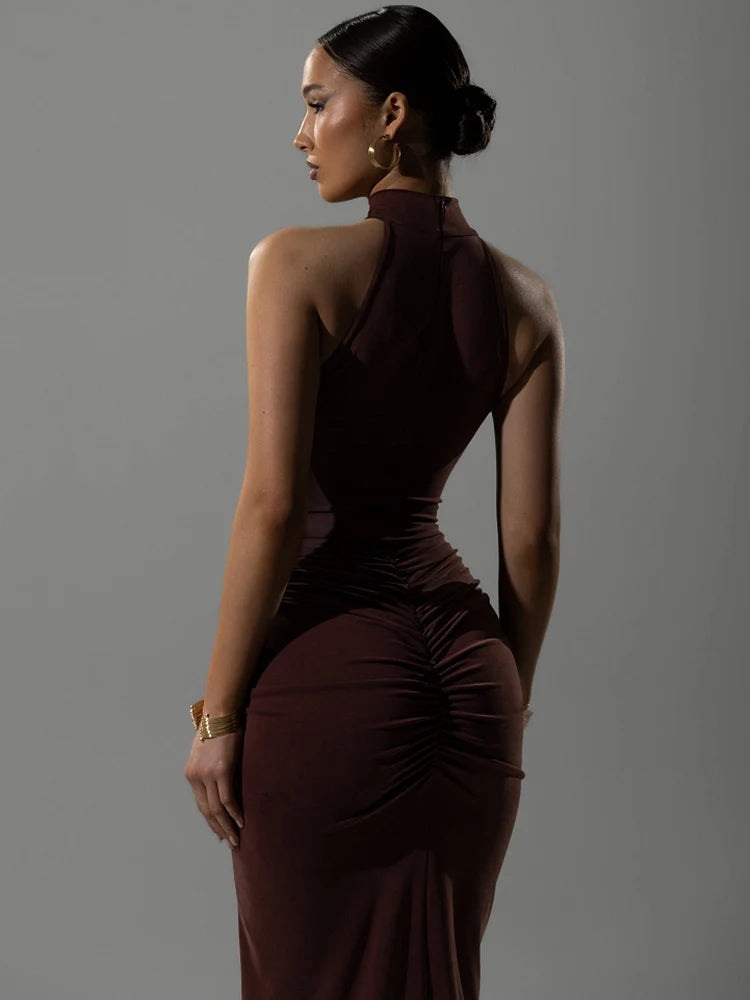 Mozision Halter Ruched Sleeveless 2025
