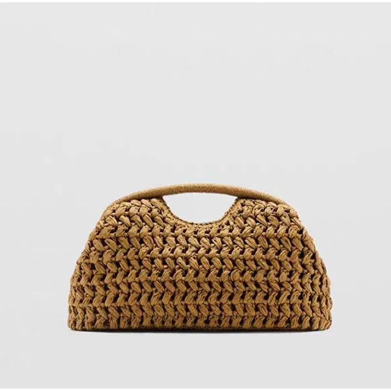 Natural Fiber Snap Clutch Bag, Spanish Seaside Women's 2025