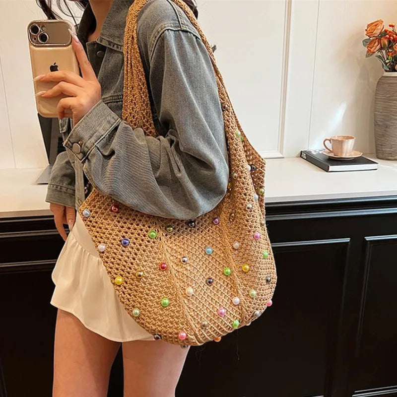 Summer Commuting Woven Bag for Women Single ,