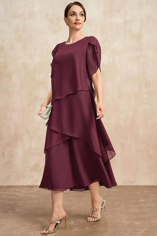Women Plus Size Chiffon Dress Short Sleeve.