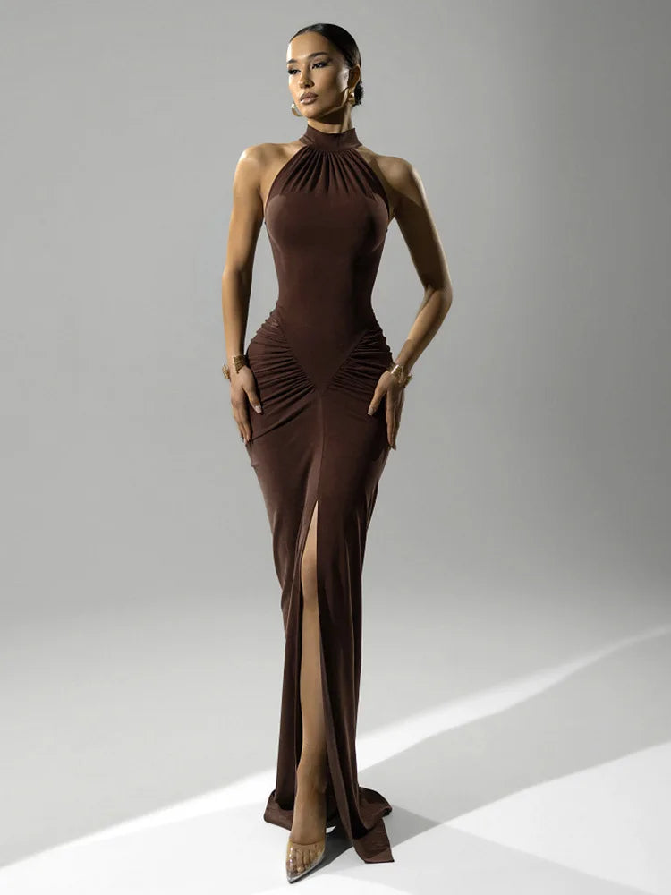 Mozision Halter Ruched Sleeveless 2025