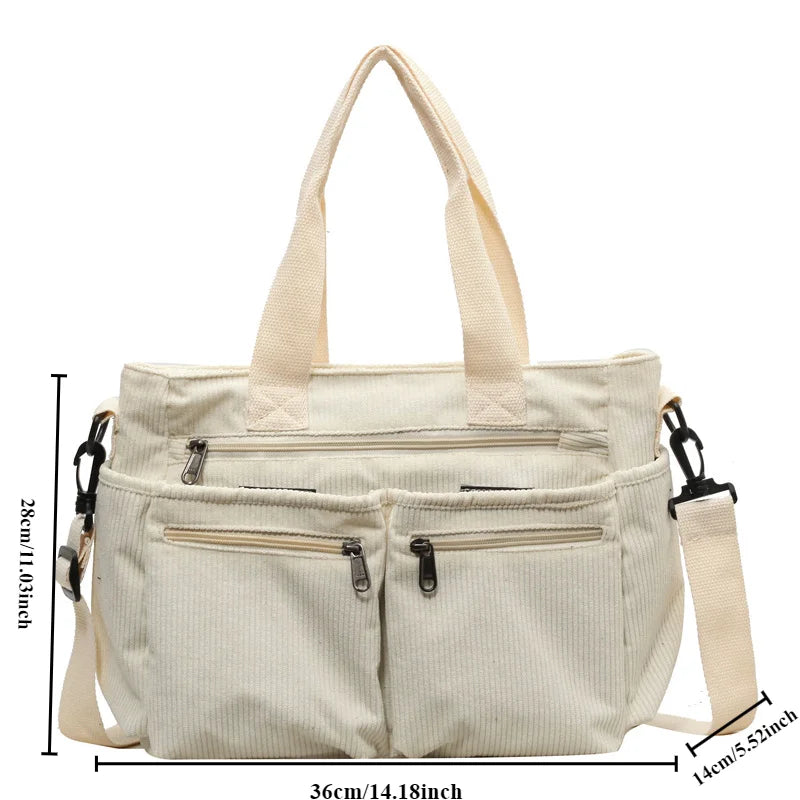 Female Large Capacity Corduroy Tote Bag New Korean Style