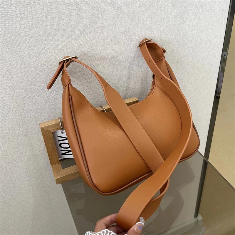 tret, Vintage Half-moon Shoulder Bag For Women Soft Leather ,