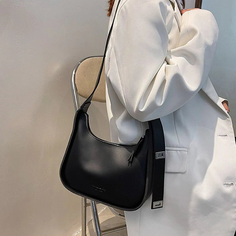 tret, Vintage Half-moon Shoulder Bag For Women Soft Leather ,