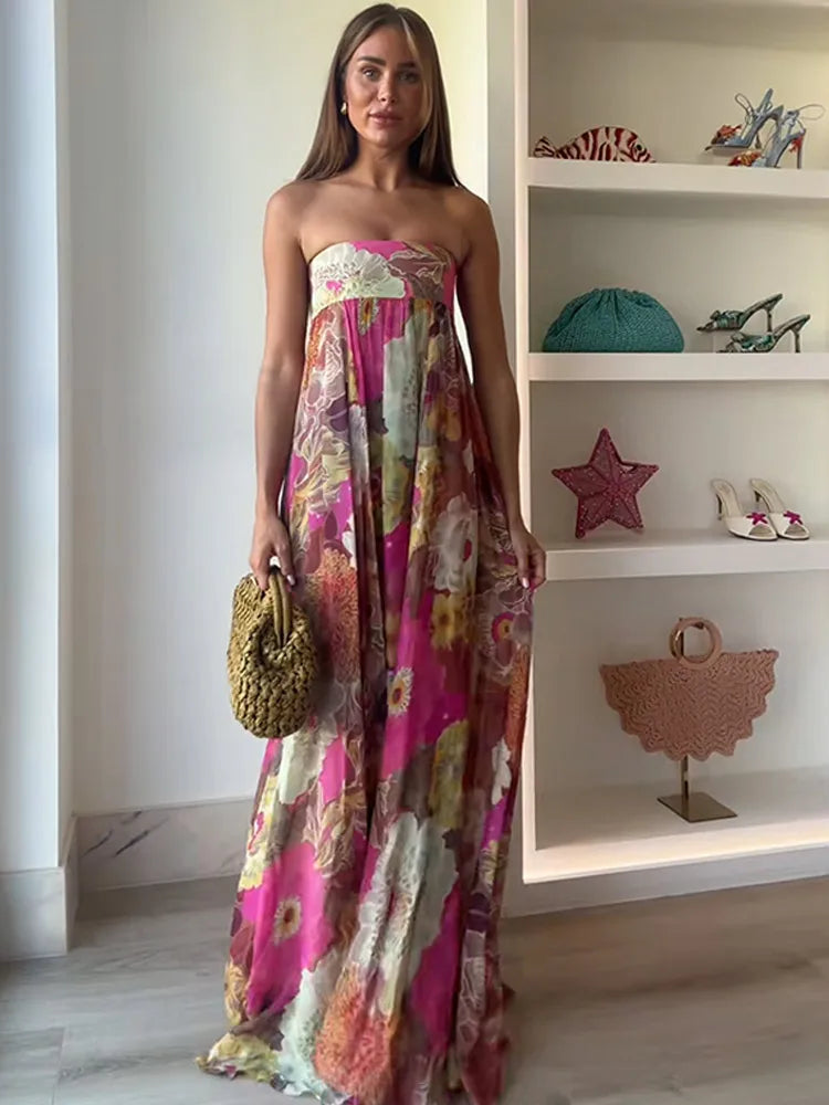 Dresses Women New Sleeveless Off Shoulder Maxi Robes 2025