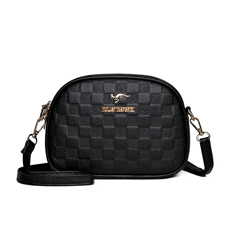 3 Layers Zipper Pockets Quality Crocodile PU Leather Women's .