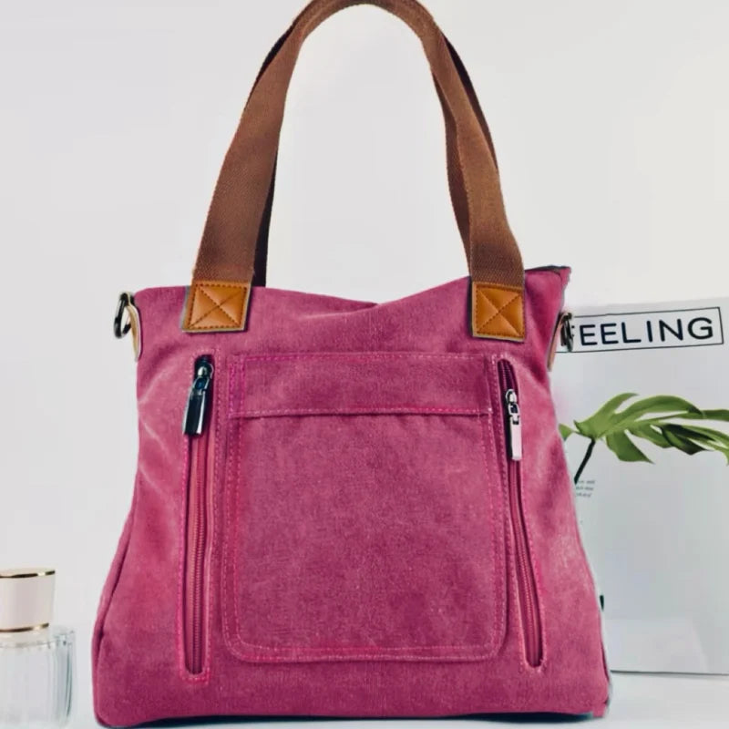 Women's Versatile Handbag Large Capacity Canvas Casual Shoulder Crossbody Bag
