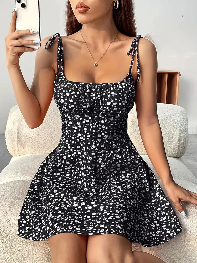 Women's Summer Floral Spaghetti Strap Beach Short Dress,Womens 2025