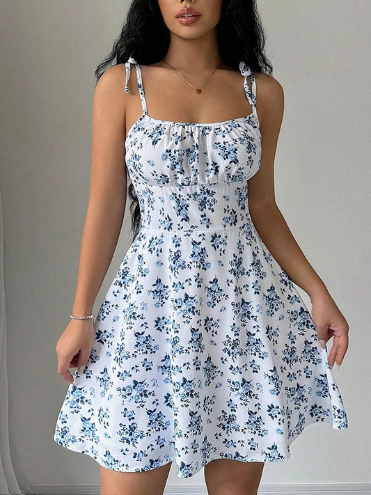 Women's Summer Floral Spaghetti Strap Beach Short Dress,Womens 2025