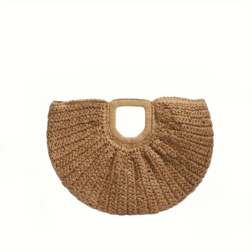 Natural Fiber Snap Clutch Bag, Spanish Seaside Women's 2025