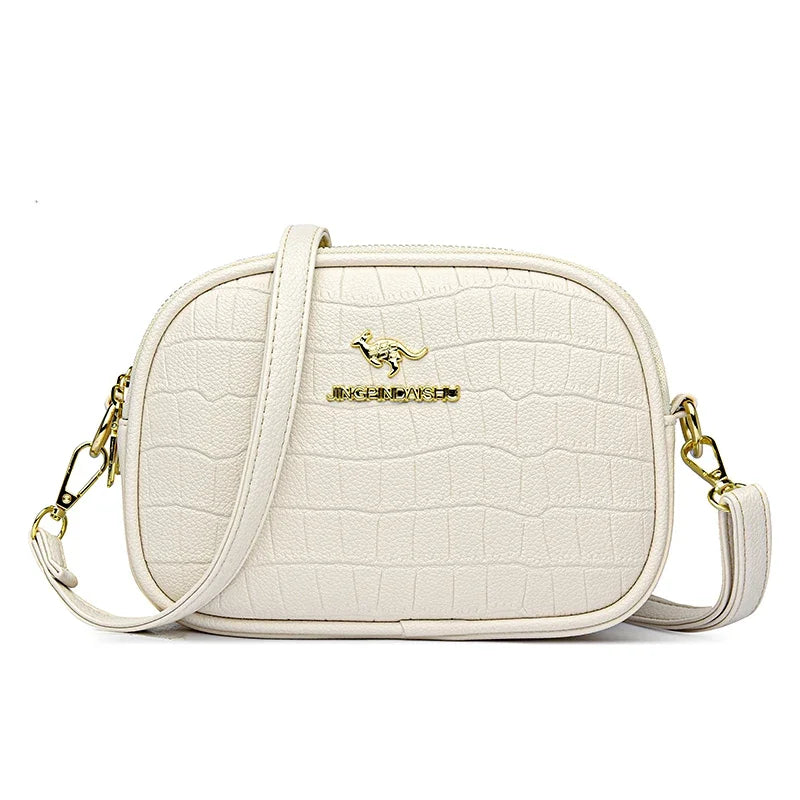 3 Layers Zipper Pockets Quality Crocodile PU Leather Women's .