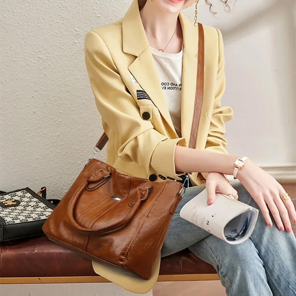 New Soft Leather Handbag For Women Vintage Shoulde,