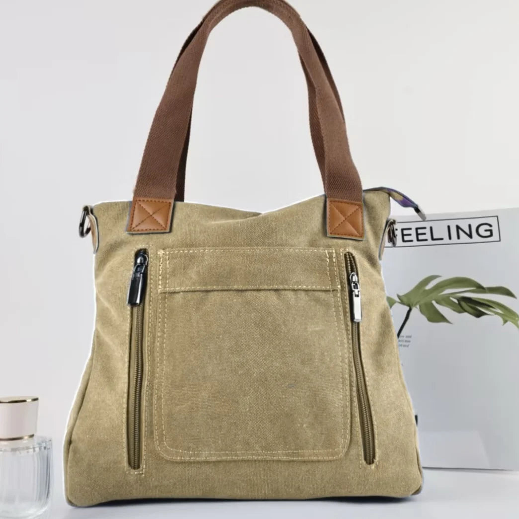 Women's Versatile Handbag Large Capacity Canvas Casual Shoulder Crossbody Bag