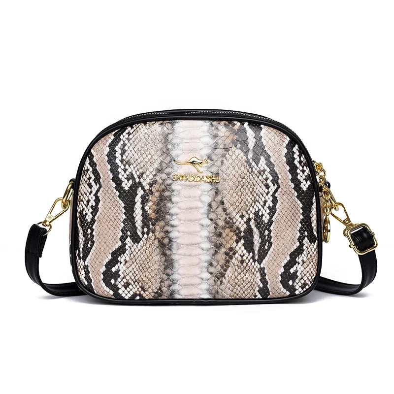 3 Layers Zipper Pockets Quality Crocodile PU Leather Women's .