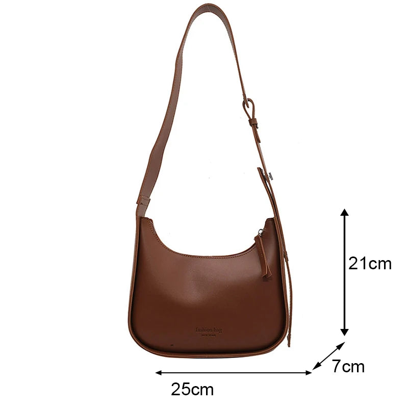 tret, Vintage Half-moon Shoulder Bag For Women Soft Leather ,