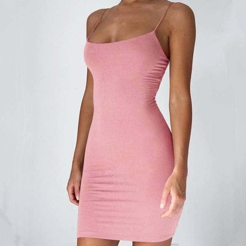 Summer Spaghetti Strap Mini Dress 2025 Women Sexy,