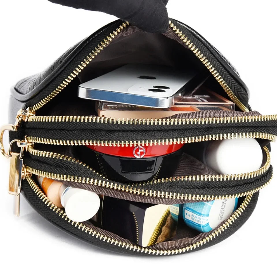 3 Layers Zipper Pockets Quality Crocodile PU Leather Women's .