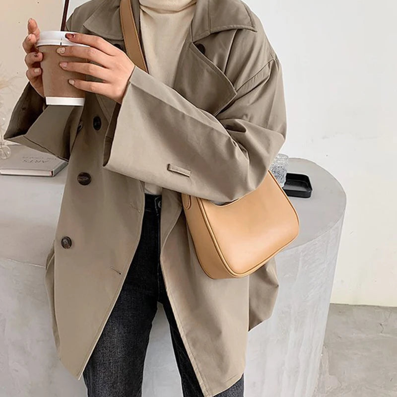 tret, Vintage Half-moon Shoulder Bag For Women Soft Leather ,