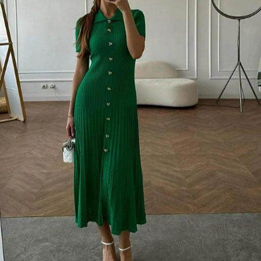 Summer Maxi Dress Women Knit Black Green Long Bodycon Korean,