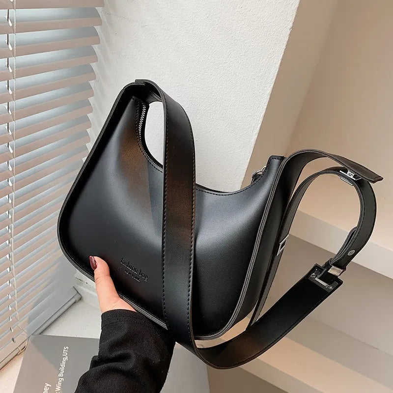 tret, Vintage Half-moon Shoulder Bag For Women Soft Leather ,