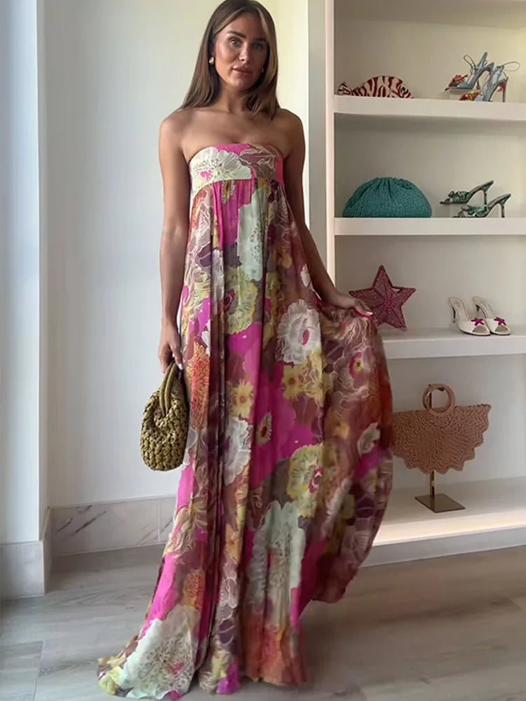 Dresses Women New Sleeveless Off Shoulder Maxi Robes 2025