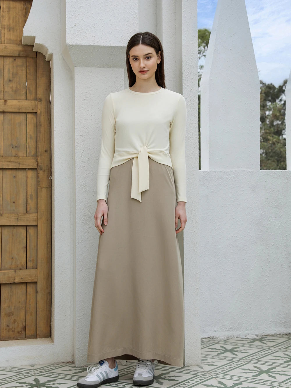 women Wrap T-shirt Ribbed Lady Blend Slip Dress Tencel  5 Color 2025
