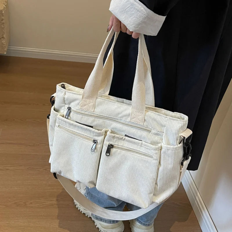 Female Large Capacity Corduroy Tote Bag New Korean Style