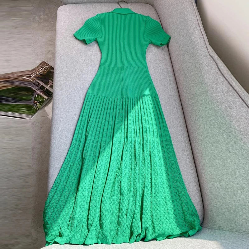 Summer Maxi Dress Women Knit Black Green Long Bodycon Korean,