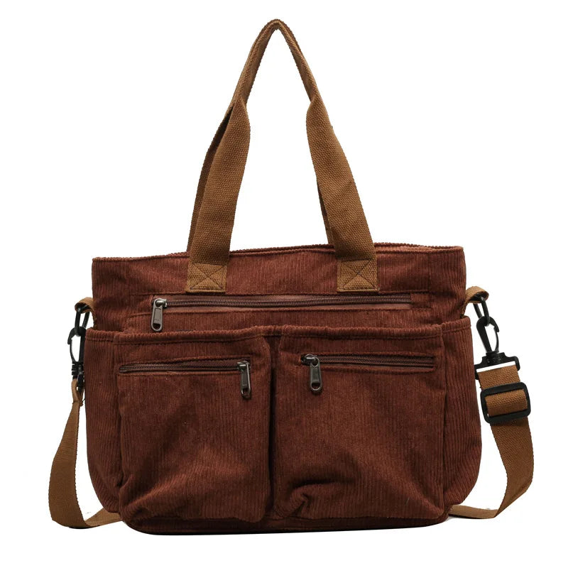 Female Large Capacity Corduroy Tote Bag New Korean Style