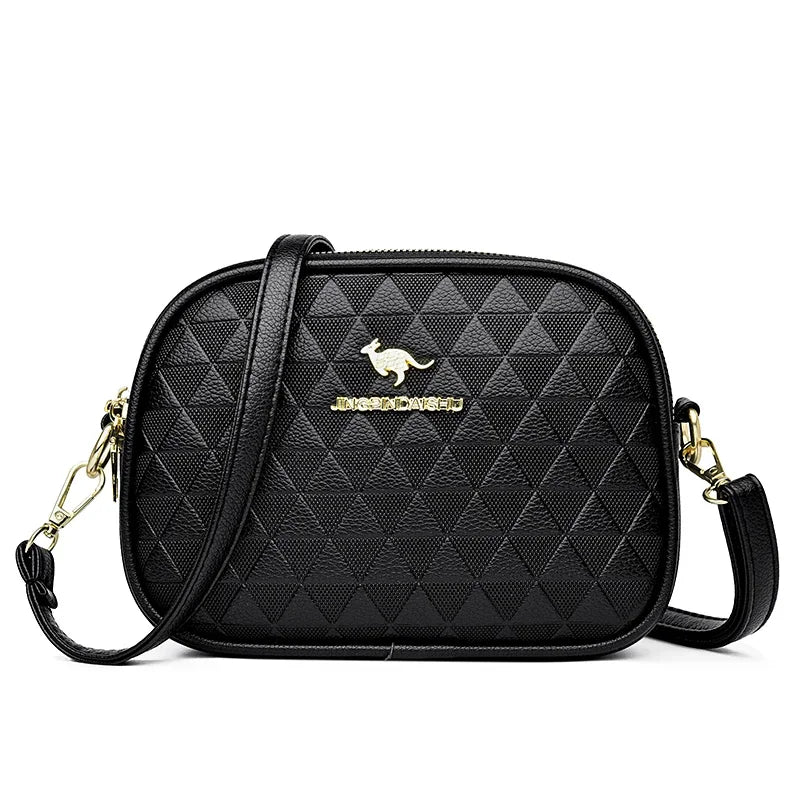 3 Layers Zipper Pockets Quality Crocodile PU Leather Women's .